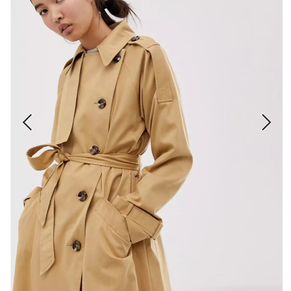 ASOS DESIGN longline trench coat (stone)